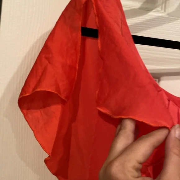 Super Flattering Coral Mini Dress with Black Belt from City Triangles, size M - Picture 4 of 11